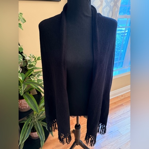 Lilly Pulitzer Tatum BLACK Fringe Hem Open Cardigan Sweater Women’s Size S - Picture 4 of 15